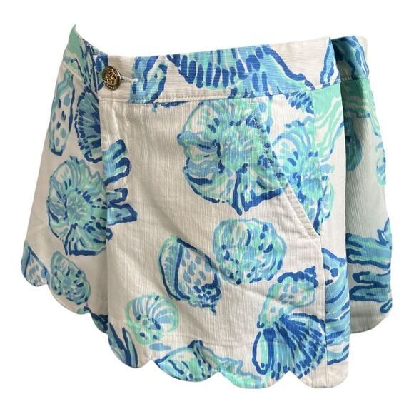 LILLY PULITZER The Shorts But Cut Blue Seashells Printed design Size 0 - Picture 2 of 9